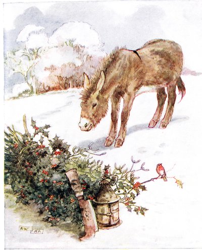 非常に寒く、すべて白く地面。 1920年代にトーマスネルソンとサンズから出版された「The Naughty Neddy Book」（挿絵）のイラスト 作： Anne Anderson
